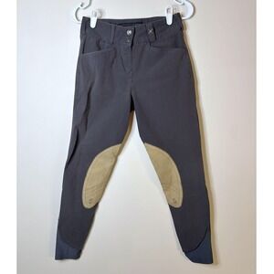 Tredstep Ireland Womens Equestrian Breeches Gray Tan Knee Patch Riding Pants 26R